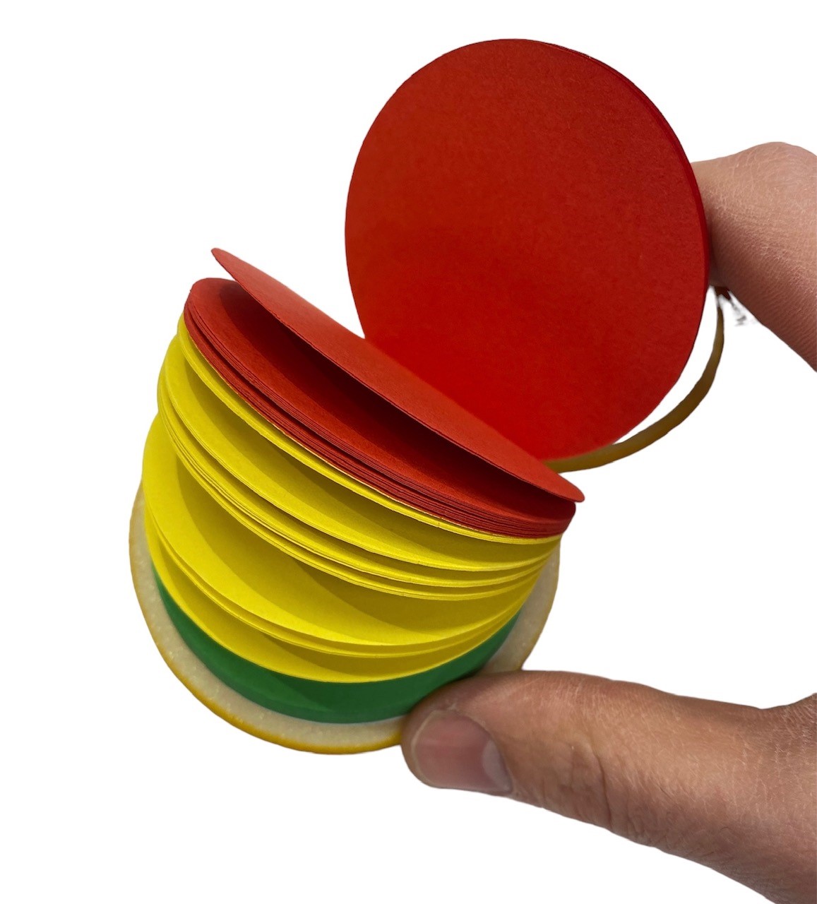 Memoblaadjes Hamburger (Groen, Geel, Rood) 7x7cm Rond
