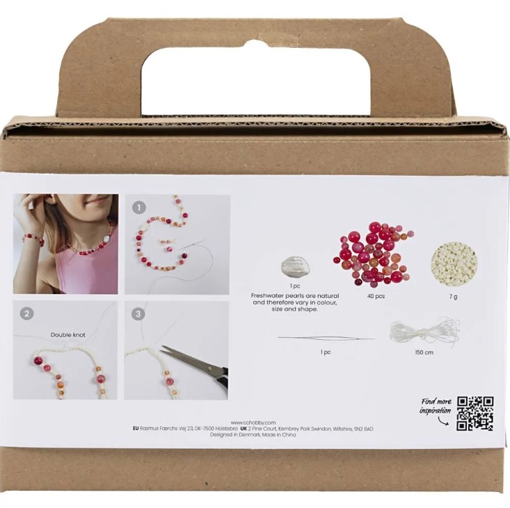 Mini Hobbyset Sieraden, Halsketting en armband, roze, 1 doos - Afbeelding 2