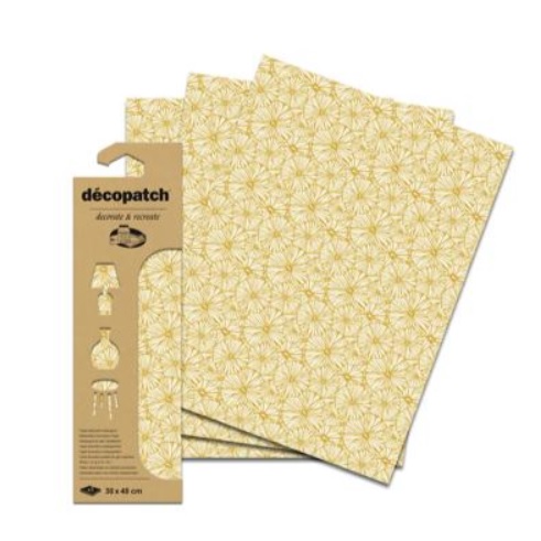 Décopatch Papier 3 Vellen Blauwe Creme/Goud 30x40cm - Afbeelding 2