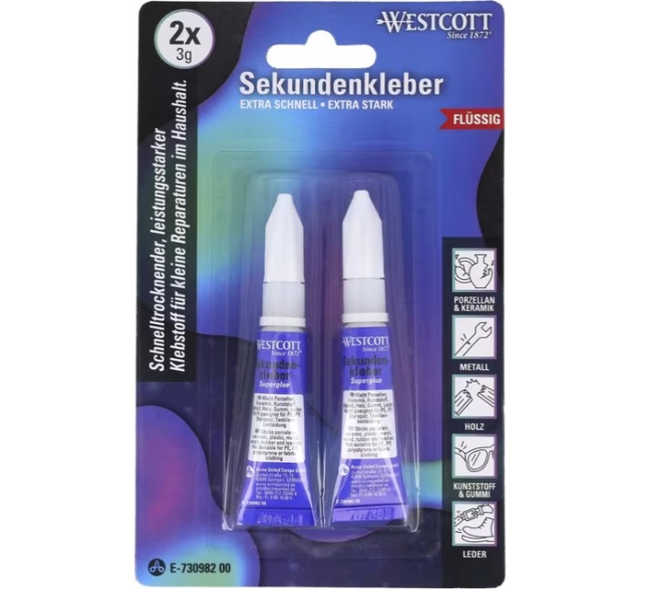 Westcott Secondelijm Vloeibaar – Sneldrogende Superlijm 2 x 3 Gram - Afbeelding 2