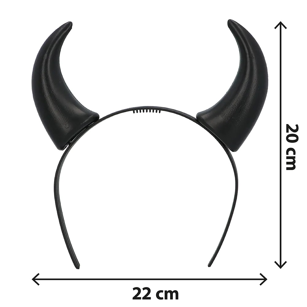 Diadeem Duivelhoorntjes Zwart Plastic - Afbeelding 2
