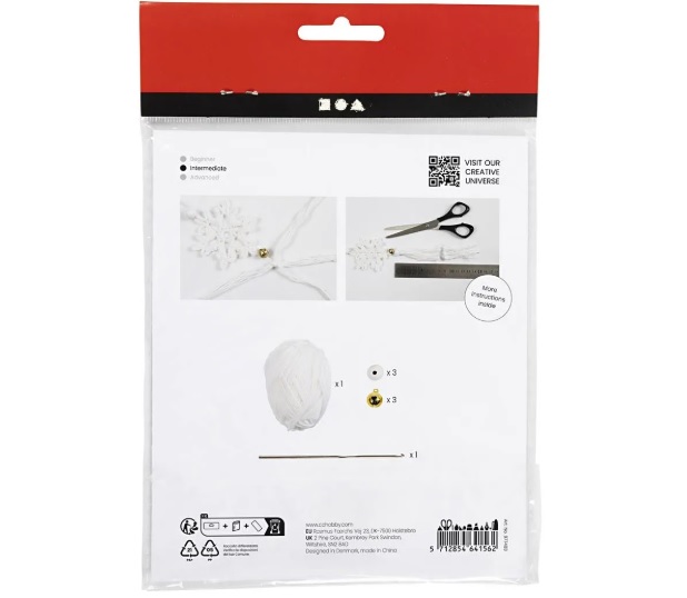 Mini Hobbyset Haken, Sneeuwvlokken, wit, 1 doos - Afbeelding 2