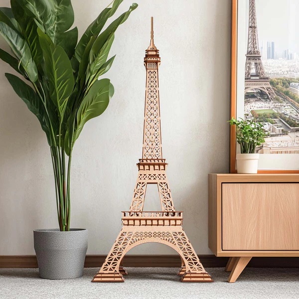 AB DIY Robotime, 3D Houten Puzzel Eiffeltoren PLUS, 42,6×44,6×99,6cm - Afbeelding 2