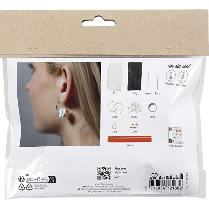 Mini Hobbyset Sieraden Oorbellen Zwart/Wit - Afbeelding 2