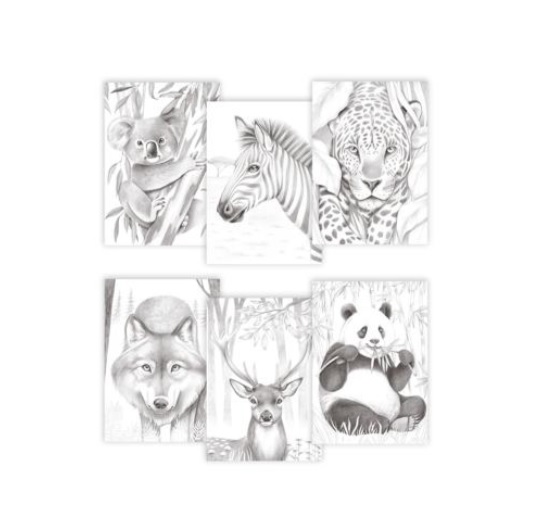 Clairefontaine ODELIA, multi-techniek kleurboek, blok van 20 A4-vellen, 250g - Dieren - Afbeelding 2