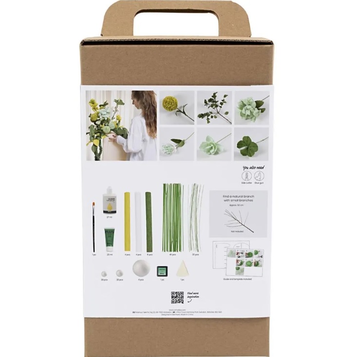 Maxi Hobbyset Crêpepapier, Bloemenboeket, lichtgroen, donkergroen, pastel groen, wit, 1 doos - Afbeelding 2