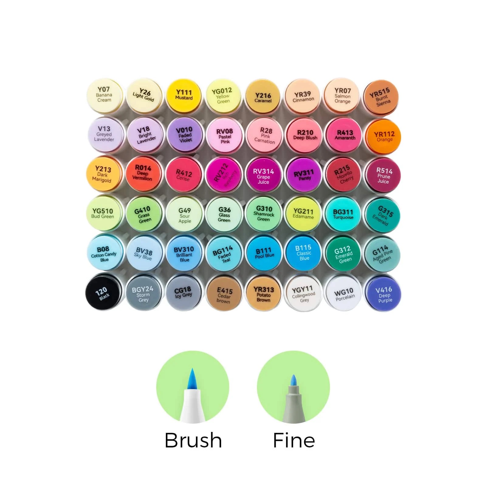 Ohuhu Honolulu B 48 Kleuren Dubbelzijdig Alcohol Art Markers, Penseel & Fijne Punt - Afbeelding 2