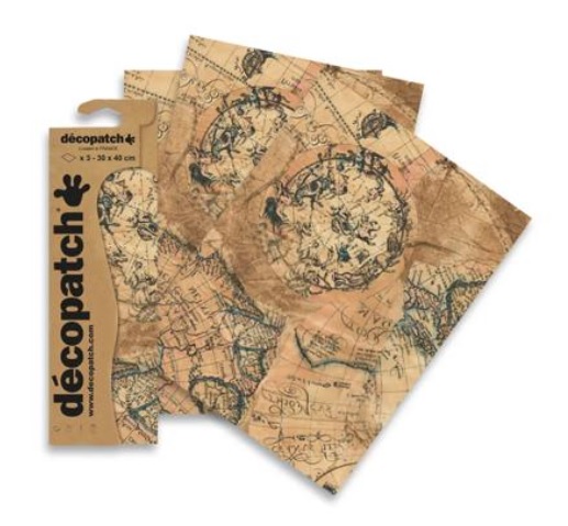 Décopatch Papier 3 Vellen Kastanje Kaart 30x40cm - Afbeelding 2
