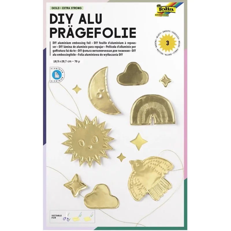 Folia Harde Embossingfolie goud 3x A4