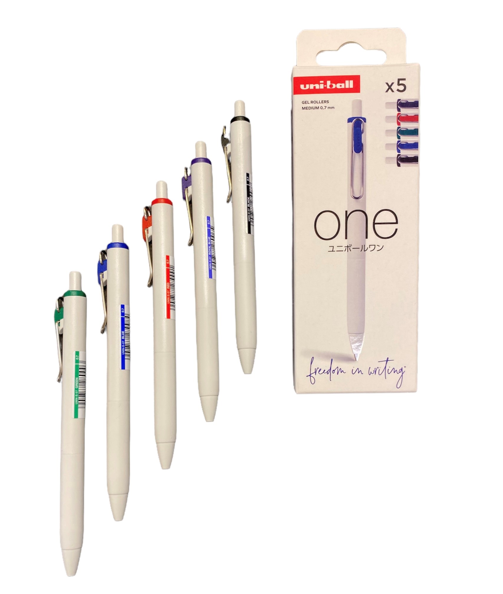 Uni-Bal ONE Set 5 Schrijf-Gelpennen Medium 0.7mm - Afbeelding 2