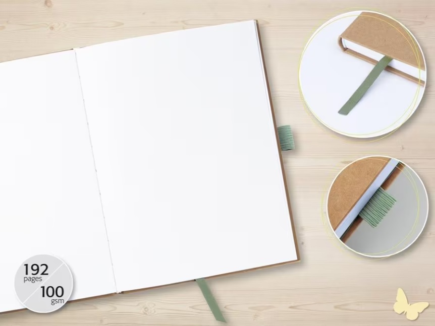 Notitieboek Jolie A5 kraft Pure Mint blanco HC 192pag 100gr - Afbeelding 2