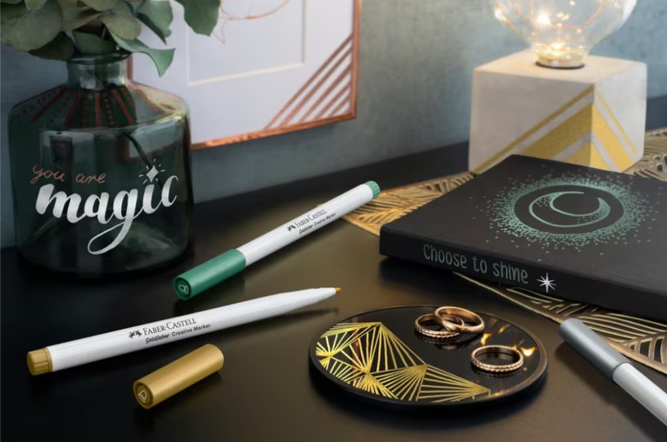 Marker creatief Faber-Castell Goldfaber brushpunt B set a 6 stuks Metallic Moments - Afbeelding 2