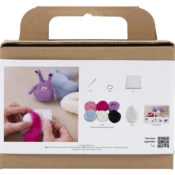 Mini Hobbyset Naaldvilten, Monster, diverse kleuren, 1 doos - Afbeelding 2