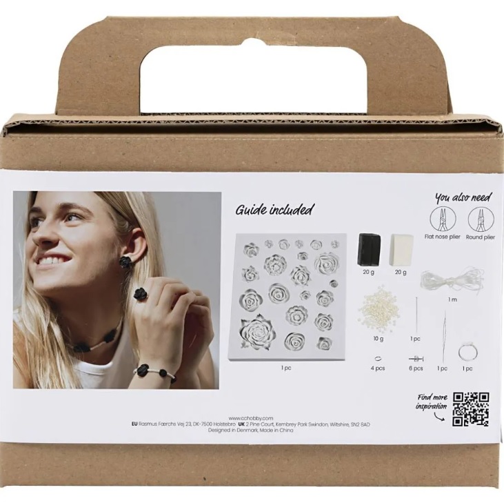 Mini Hobbyset Sieraden, Rozen, zwart, zwart/wit, wit, 1 doos - Afbeelding 2