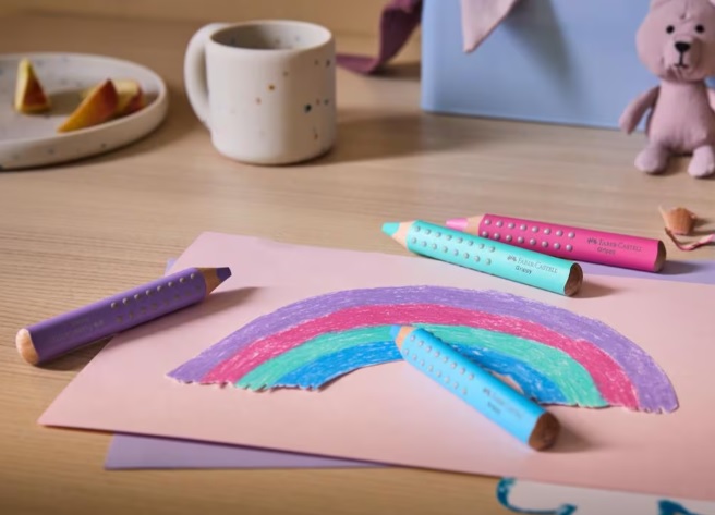 Kleurpotlood Faber-Castell Grippy XXL Jumbo kartonetui 4 stuks pastel - Afbeelding 2