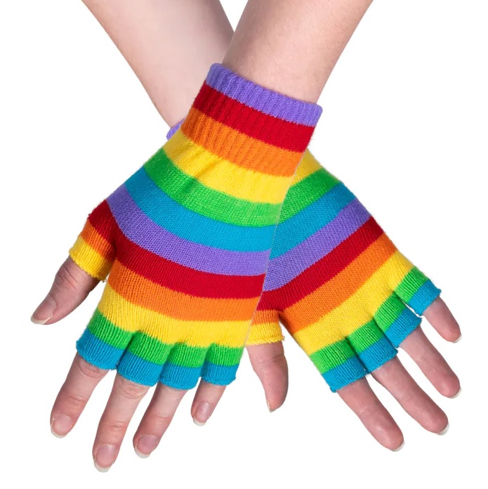 Vingerloze handschoenen regenboog - Afbeelding 2