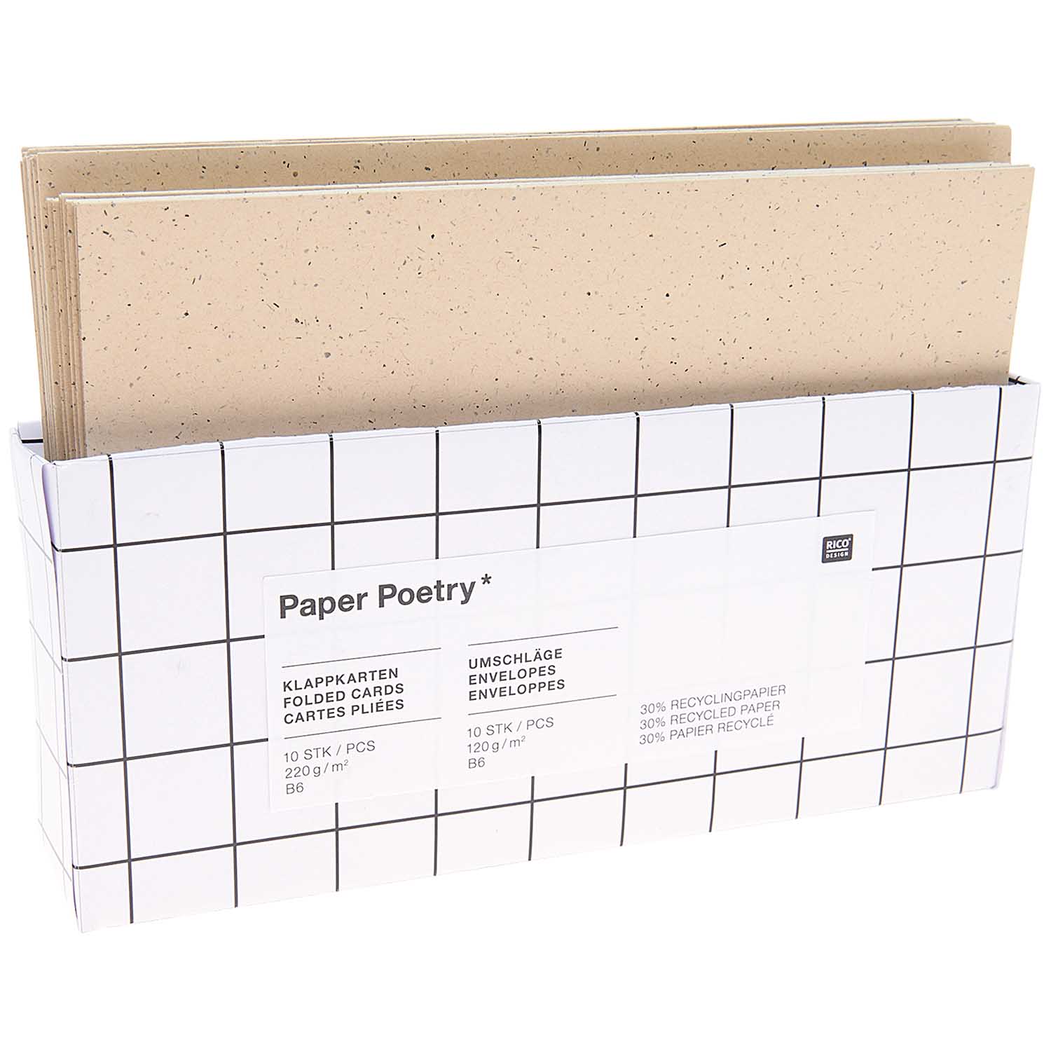 KAARTEN SET B6, RECYCLED PAPER CAPPUCCINO,