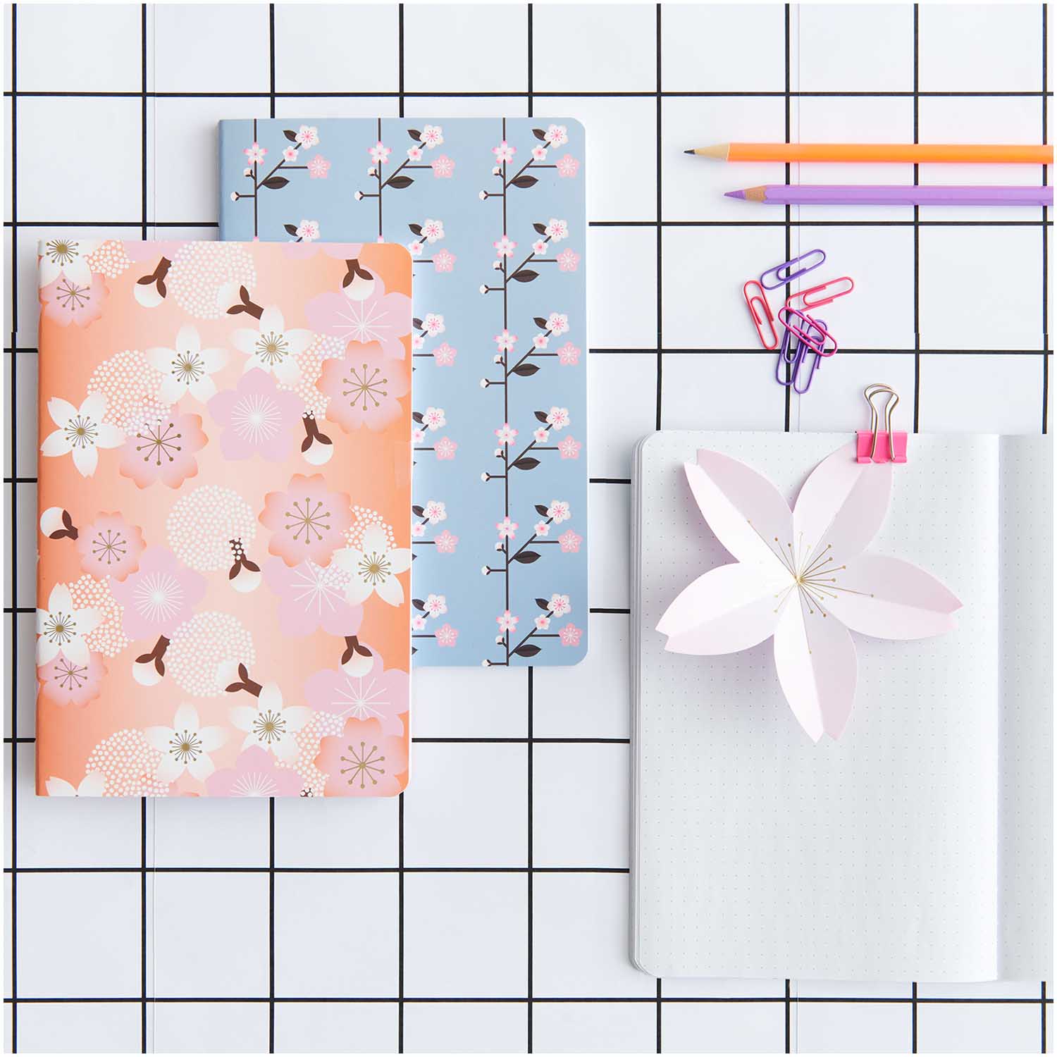 Notitieboekje SAKURA SAKURA, DIN A5, Oranje/Blauw - Afbeelding 4