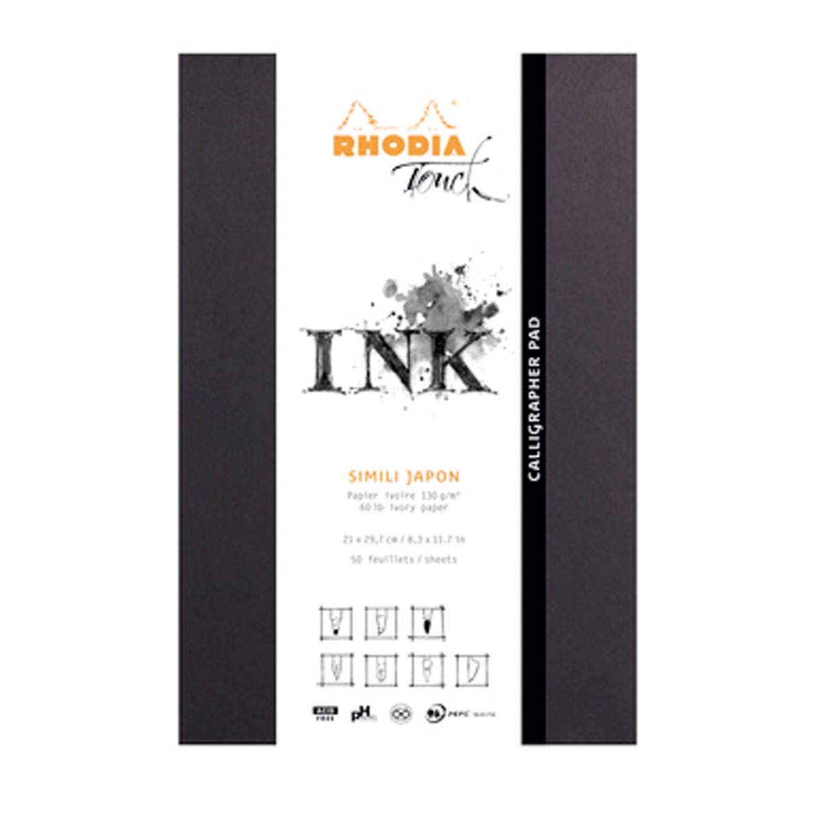 Kalligrafie Pad - Clothbound pad A4 50 microperf. sh. BLANK 60 lb nature Simili Japon paper
