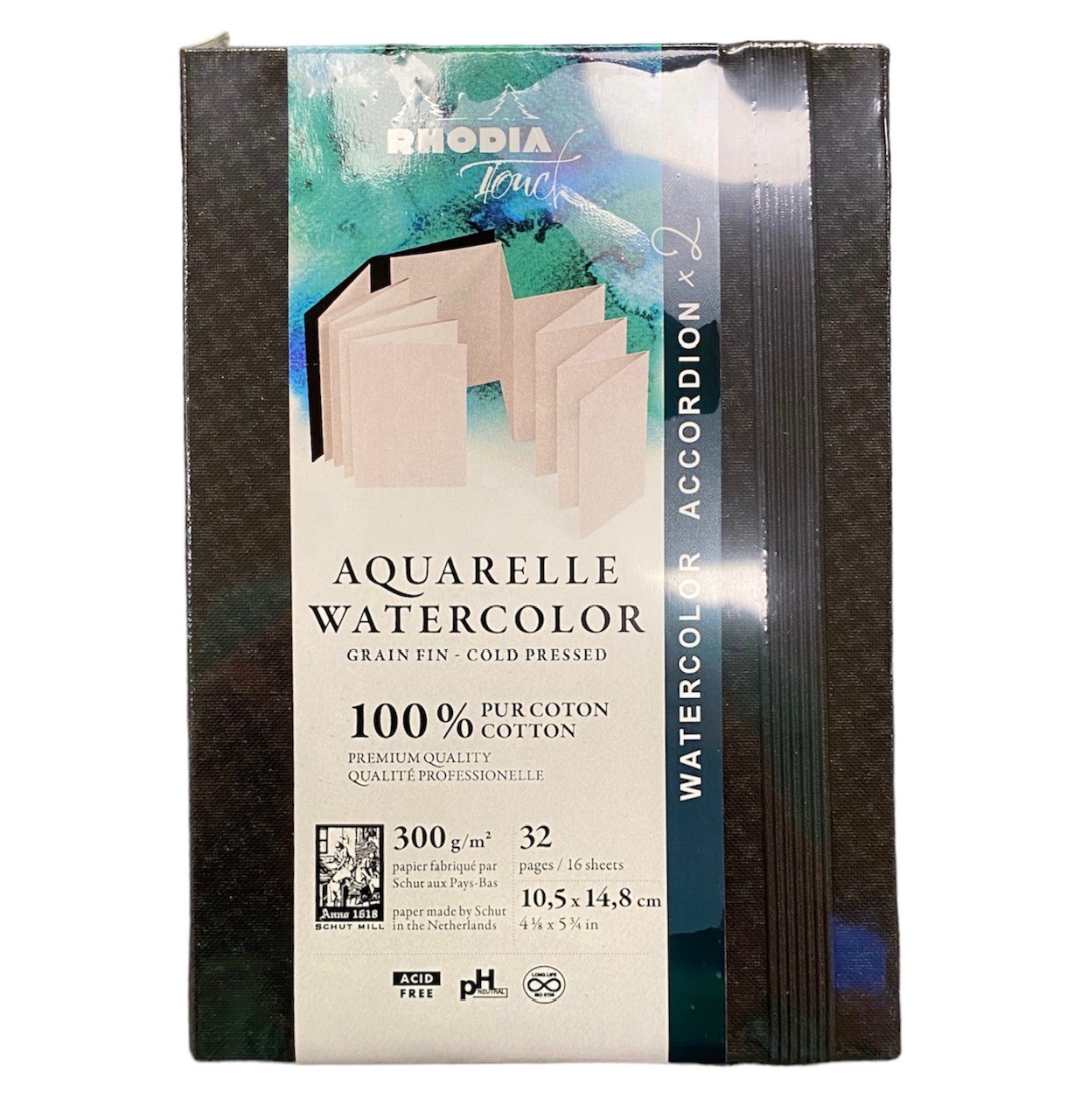 Rhodia Touch ACCORDION  Aquarelpblok A6 300gr. 16x2 vel. 