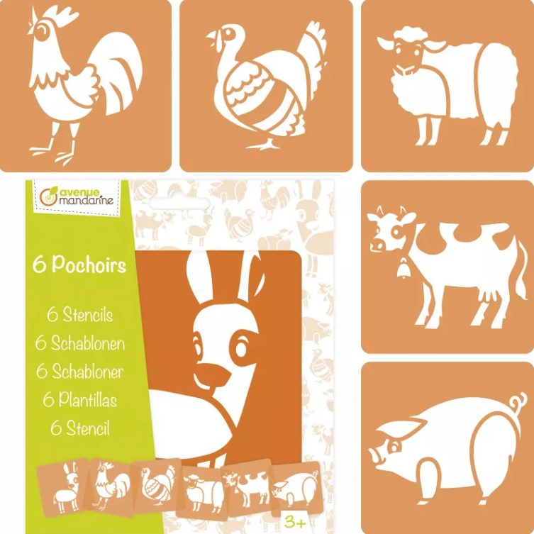 Sjablonen Boerderij Dieren Divers 14,5x14,5cm
