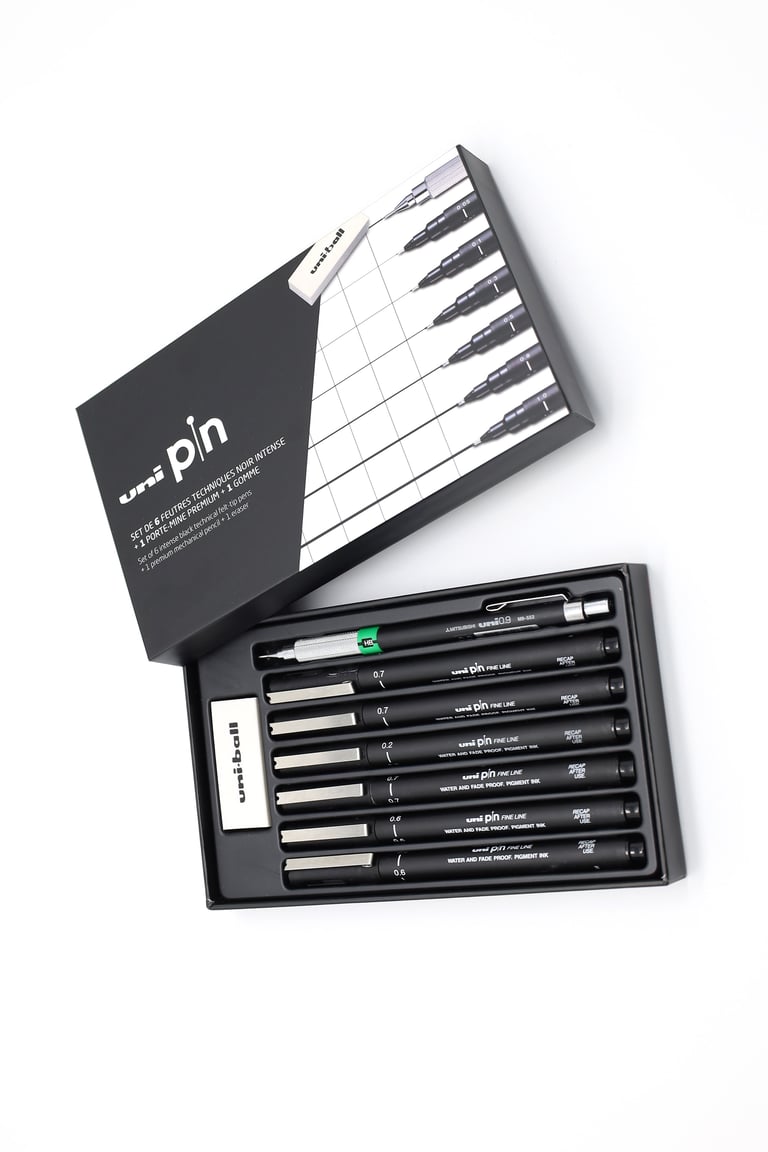 Uni-ball Pin Fineliner Set 8 delig. 