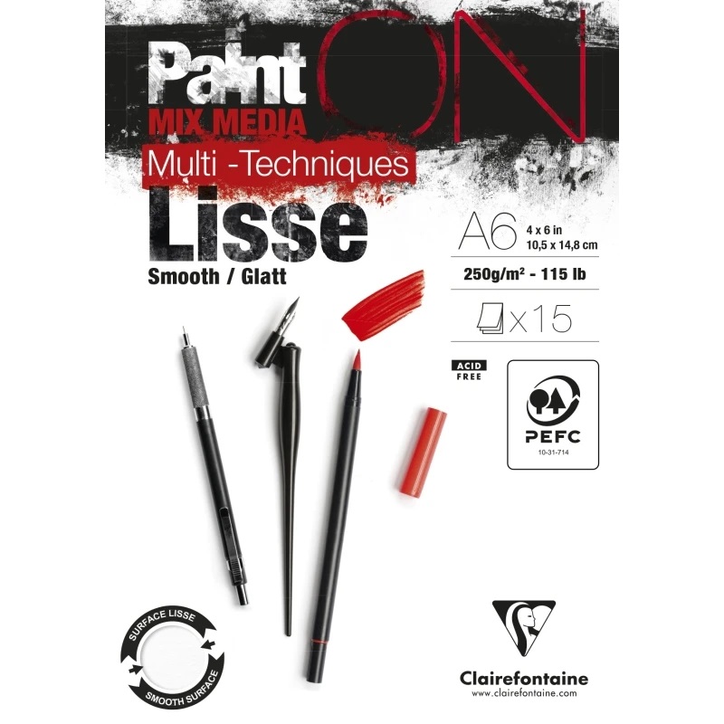 Paint'ON glad wit gelijmd A6 15 vellen 250g