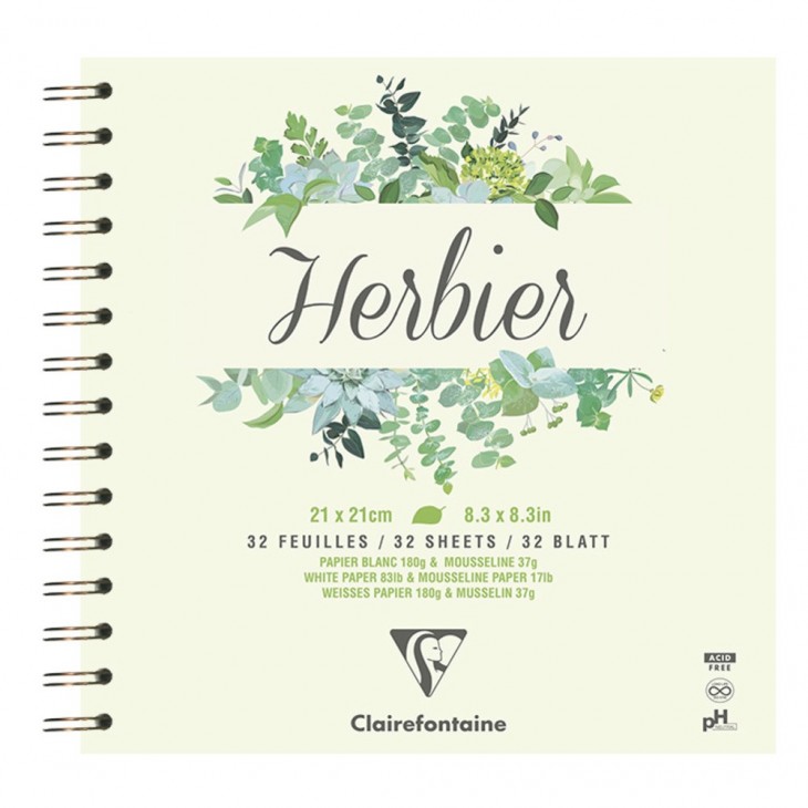 Herbarium wirebound book 21x21cm 180g 32 sheets + mousselin dividers
