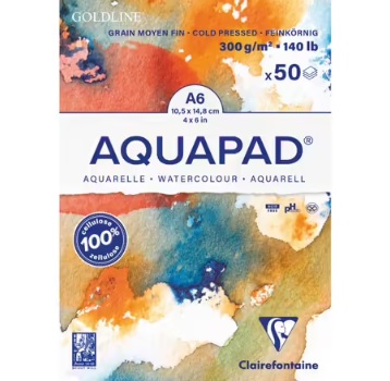 Clairefontaine Aquapad A6 Aquarelpapierblok 10,5x14,8cm 300gr. 50vel. 