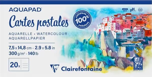 Clairefontaine Aquapad Cartes Postales 7,5x14,8cm