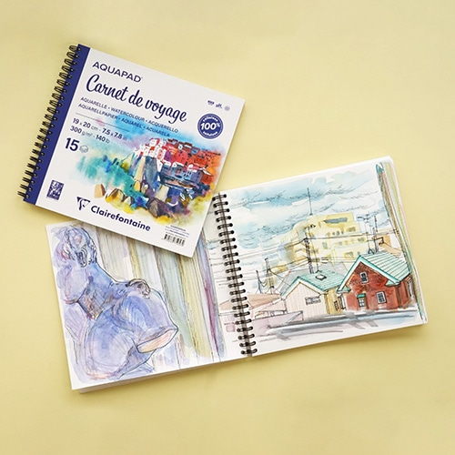 Clairefontaine Aquarelpapier Spiraal Blok 15vel 19x20cm medium fine grain - Afbeelding 1