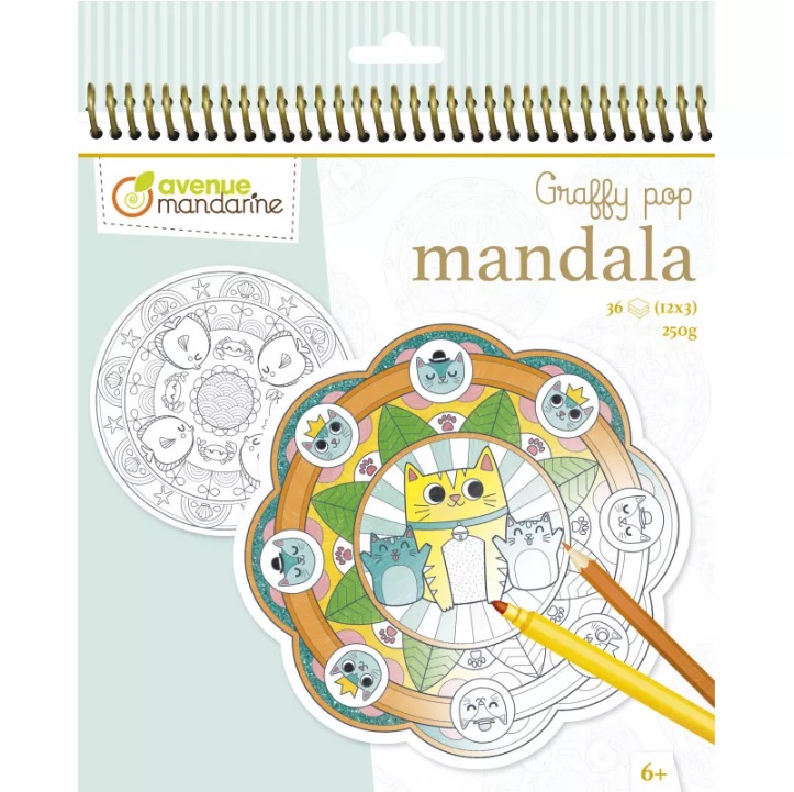 Avenue Mandarine Graffy Pop Mandala Animals 36 Vel (12x3) 250gr.