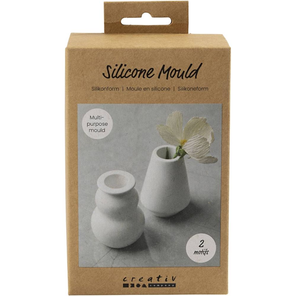 Siliconen vormen, Vaas en kandelaar, H: 7,5 cm, d 5,5 cm, mat transparant, 2 stuk/ 1 doos