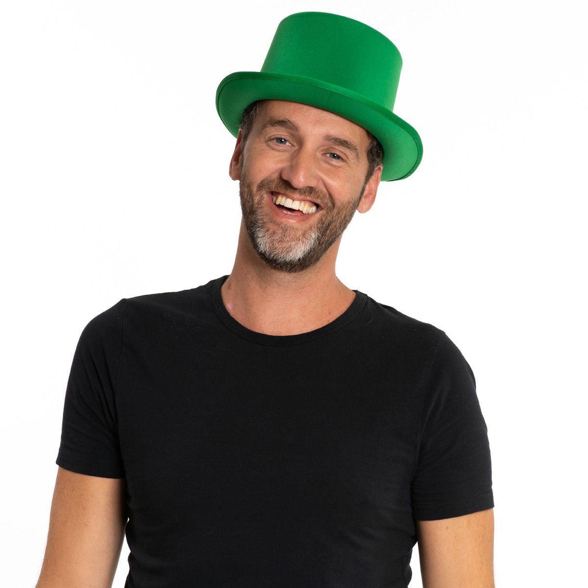 Hoge Hoed Satijn Groen - Afbeelding 3