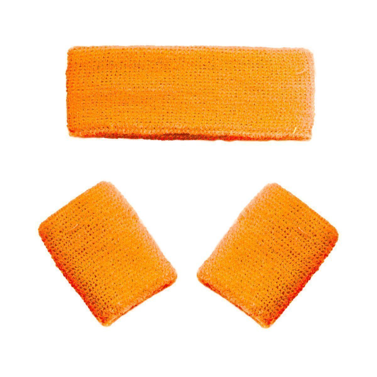 Neon Oranje Set Zweetbandjes Hoofdband en Polsbandjes