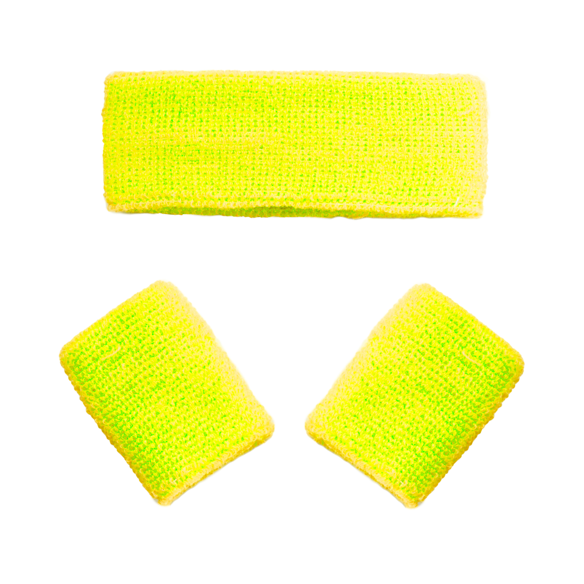 Neon Gele Set Zweetbandjes Hoofdband en Polsbandjes