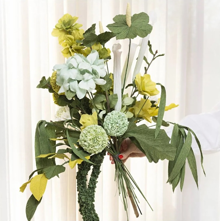 Maxi Hobbyset Crêpepapier, Bloemenboeket, lichtgroen, donkergroen, pastel groen, wit, 1 doos - Afbeelding 3