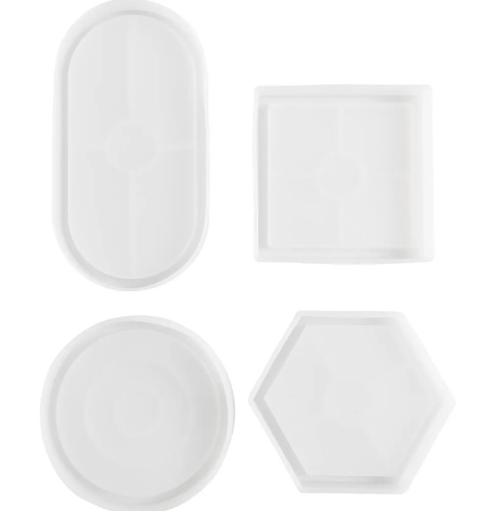 Siliconen Gietvormen Set 4-delig – Vierkant, Rond, Zeshoek en Ovaal - Afbeelding 2