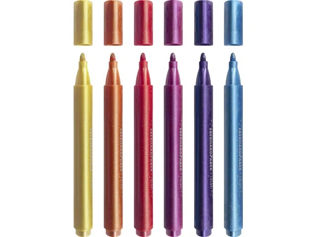 Eberhard Faber - 6 Dikke Viltstiften Met Glitter - Afbeelding 3
