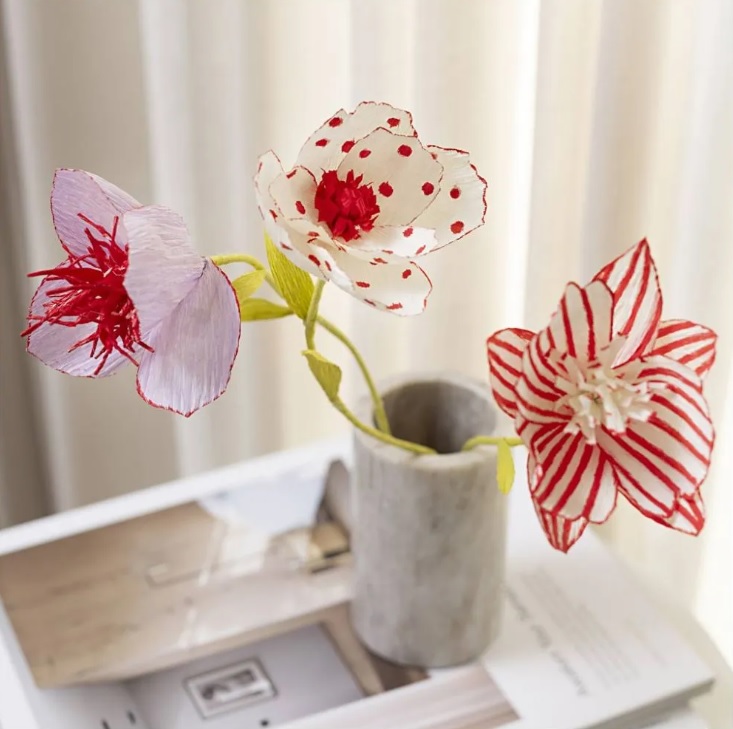 Mini Hobbyset Crêpepapier Bloemen – DIY Knutselset met Pastelkleurige Papieren Bloemen - Afbeelding 3