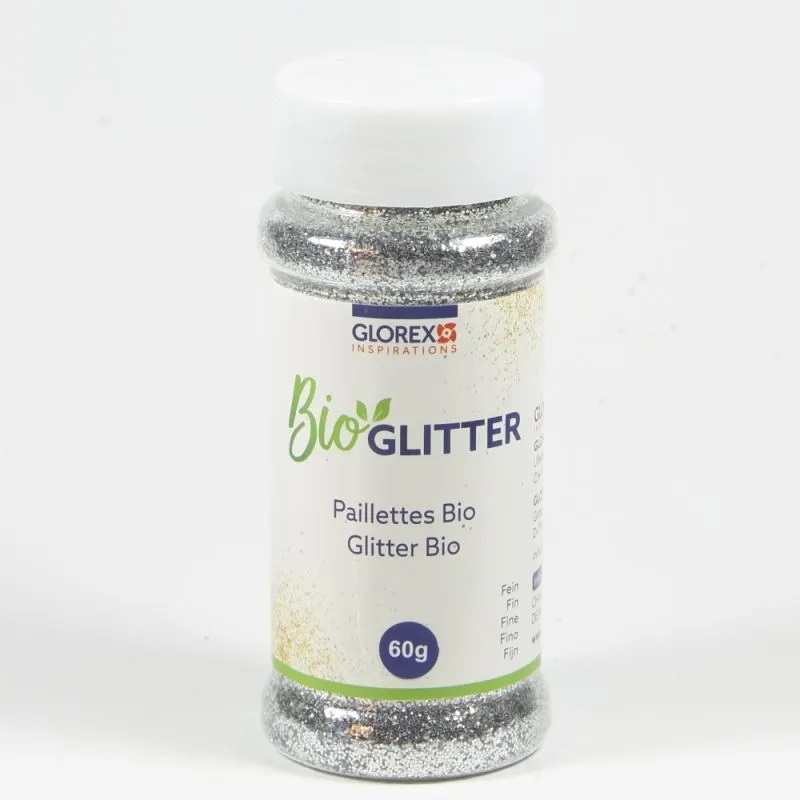 Glorex Inspirations bio glitter fijn zilver – 60 g