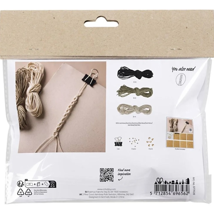 Mini Hobbyset Macramé, Armband, zwart, olijfbruin, zandkleur, 1 doos - Afbeelding 2