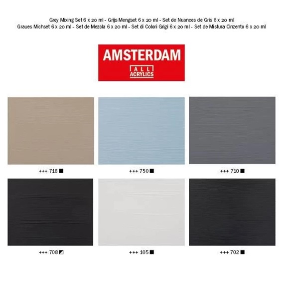 Amsterdam Standard Series acrylverf grijstinten set | 6 x 20 ml - Afbeelding 3