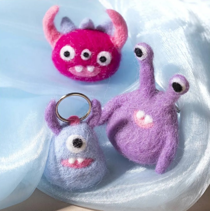 Mini Hobbyset Naaldvilten, Monster, diverse kleuren, 1 doos - Afbeelding 3