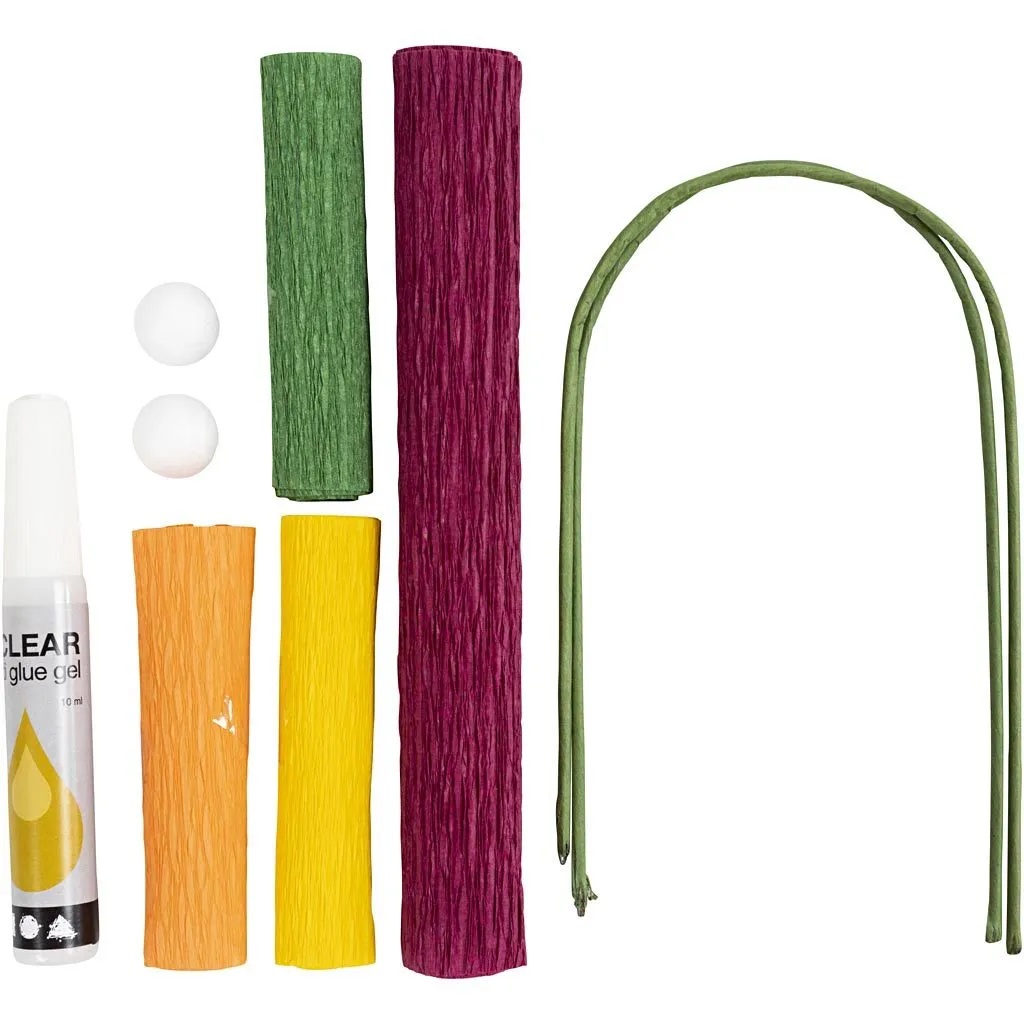 Mini Hobbyset Crêpepapier Klaprozen – DIY Bloemen Knutselset met Luxe Crêpepapier\ - Afbeelding 3