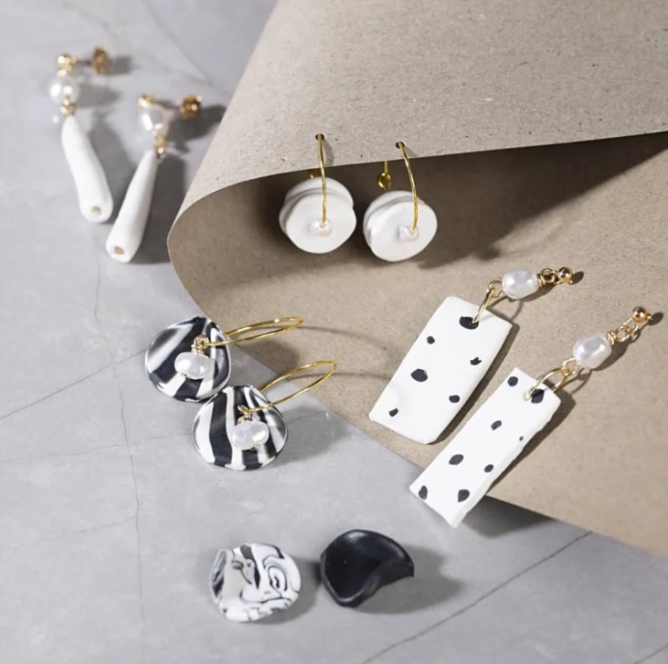 Mini Hobbyset Sieraden Oorbellen Zwart/Wit - Afbeelding 3