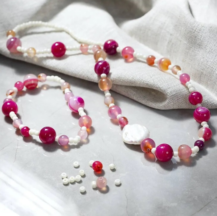 Mini Hobbyset Sieraden, Halsketting en armband, roze, 1 doos - Afbeelding 3