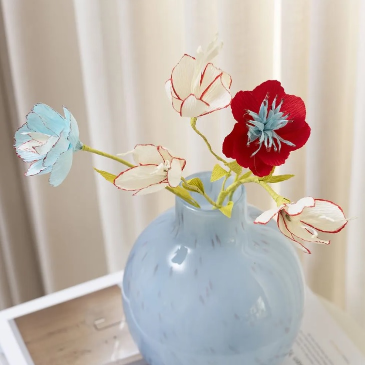 Mini hobbyset crêpepapier, Bloemen van crêpepapier, pastelkleuren, 1 doos - Afbeelding 3