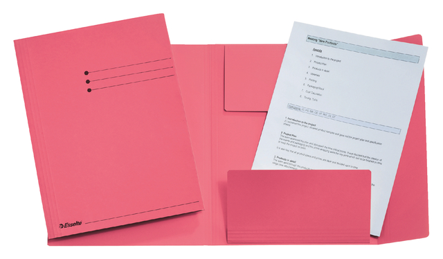 Dossiermap Esselte A4 3 kleppen manilla 275gr roze  / 50 st. 