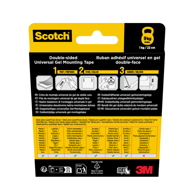 Montagetape Scotch universele dubbelzijdig geltape 3mx30mm transparant - Afbeelding 3
